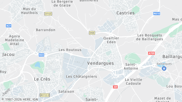 Carte de la zone d'intervention à Vendargues