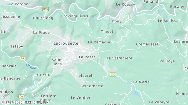 Carte de la zone d'intervention à Lacrouzette