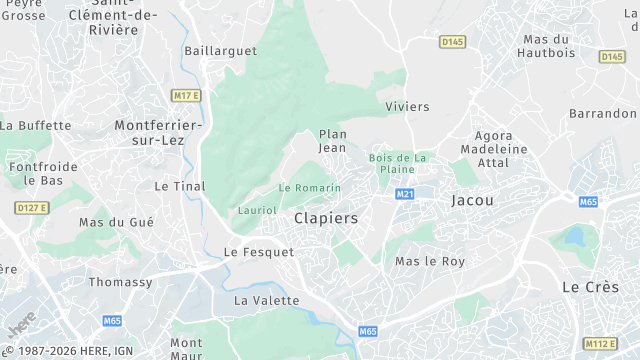 Carte de la zone d'intervention à Clapiers