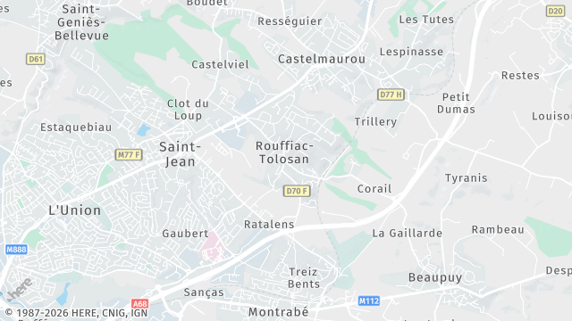 Carte de la zone d'intervention à Rouffiac-Tolosan