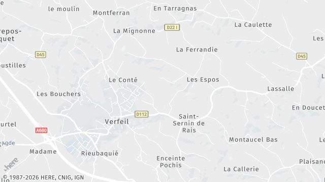Carte de la zone d'intervention à Verfeil