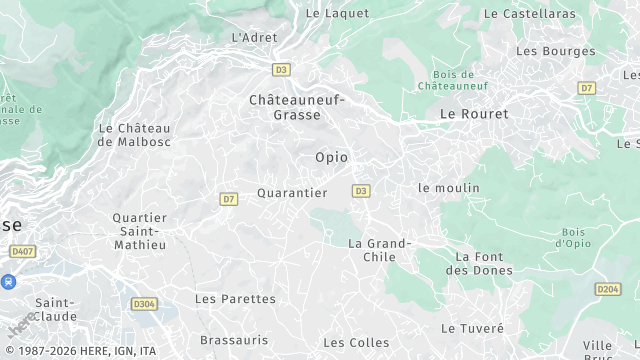 Carte de la zone d'intervention à Châteauneuf-Grasse