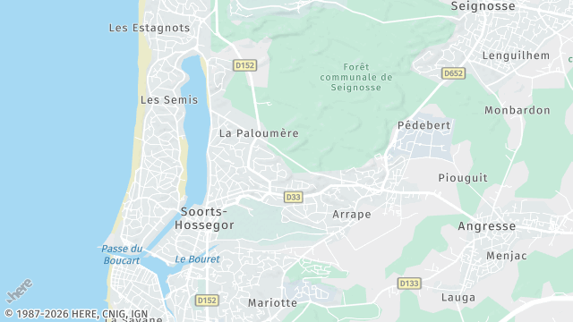 Carte de la zone d'intervention à Soorts-Hossegor