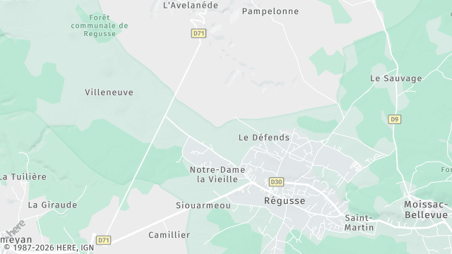 Carte de la zone d'intervention à Régusse