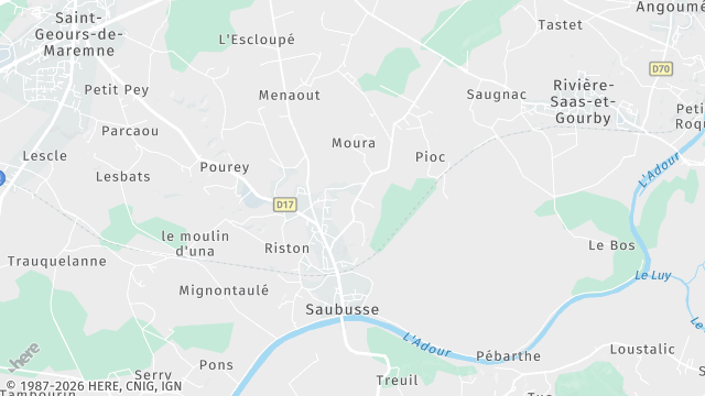 Carte de la zone d'intervention à Saubusse