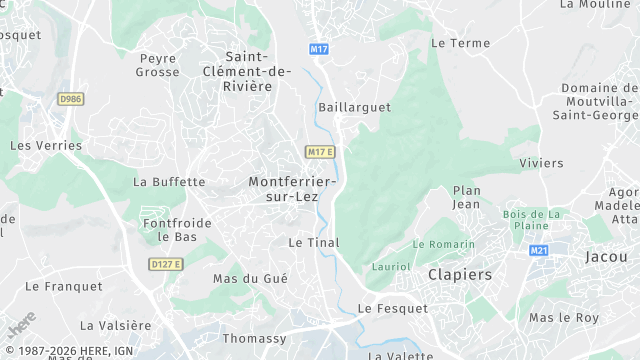 Carte de la zone d'intervention à Montferrier-sur-Lez