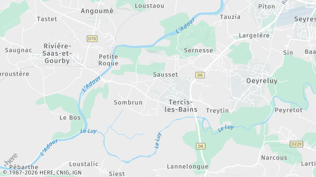 Carte de la zone d'intervention à Tercis-les-Bains