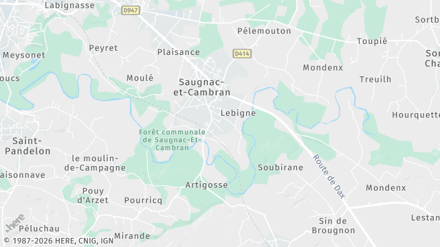 Carte de la zone d'intervention à Saugnac-et-Cambran