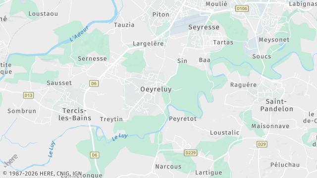 Carte de la zone d'intervention à Oeyreluy