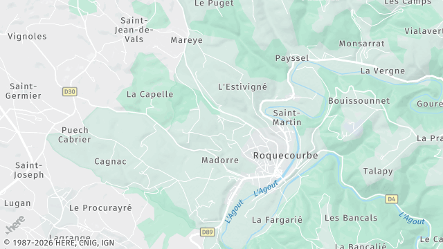 Carte de la zone d'intervention à Roquecourbe
