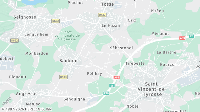 Carte de la zone d'intervention à Saubion
