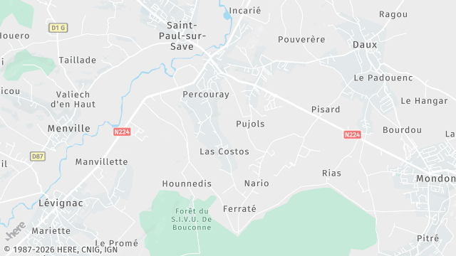 Carte de la zone d'intervention à Montaigut-sur-Save