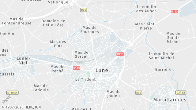 Carte de la zone d'intervention à Lunel
