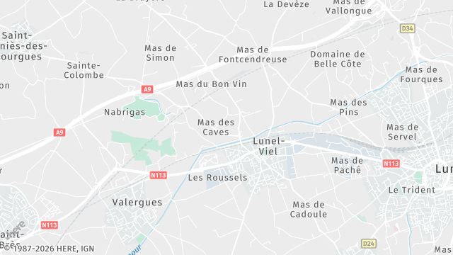Carte de la zone d'intervention à Lunel-Viel