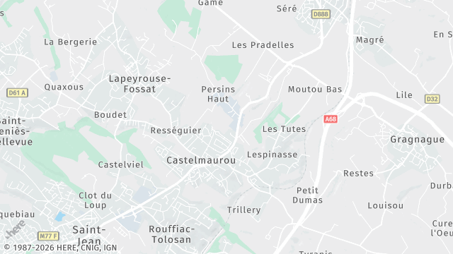 Carte de la zone d'intervention à Castelmaurou