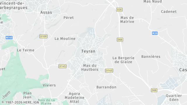 Carte de la zone d'intervention à Teyran