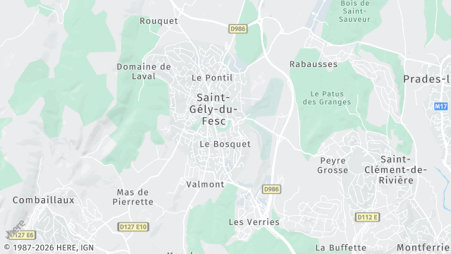 Carte de la zone d'intervention à Saint-Gély-du-Fesc