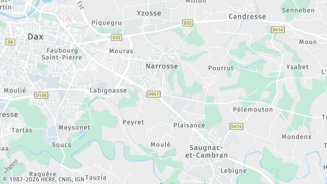 Carte de la zone d'intervention à Narrosse