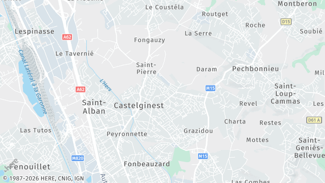 Carte de la zone d'intervention à Castelginest