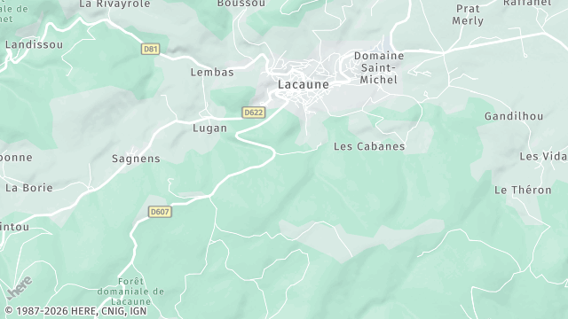 Carte de la zone d'intervention à Lacaune