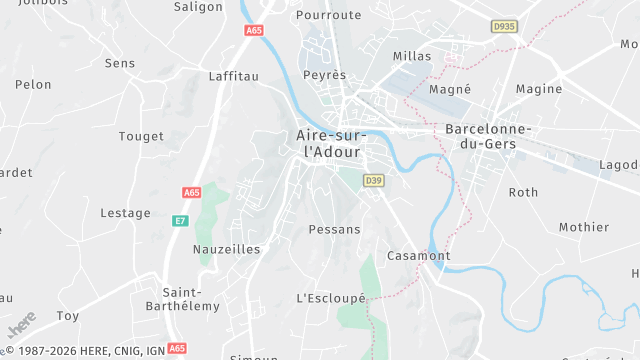Carte de la zone d'intervention à Aire-sur-l'Adour