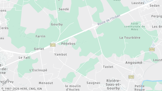 Carte de la zone d'intervention à Rivière-Saas-et-Gourby