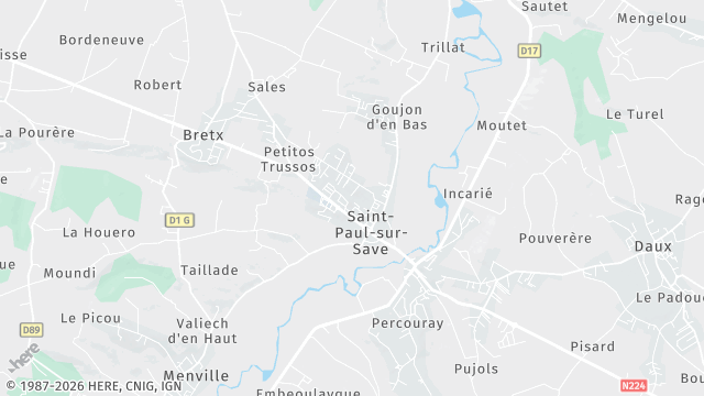 Carte de la zone d'intervention à Saint-Paul-sur-Save