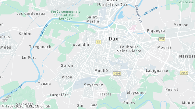 Carte de la zone d'intervention à Dax