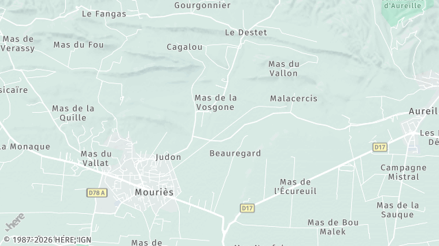 Carte de la zone d'intervention à Mouriès
