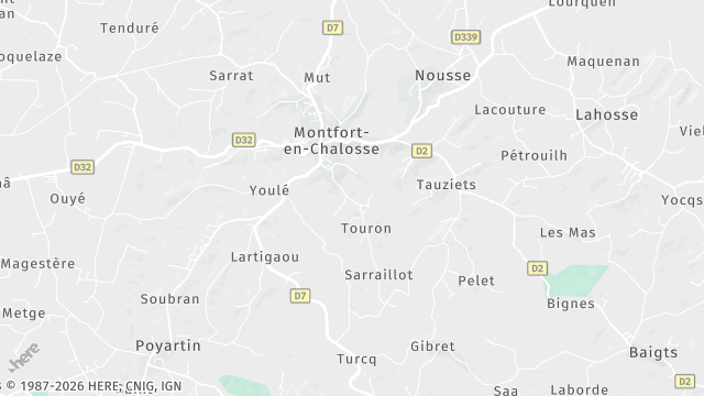 Carte de la zone d'intervention à Montfort-en-Chalosse