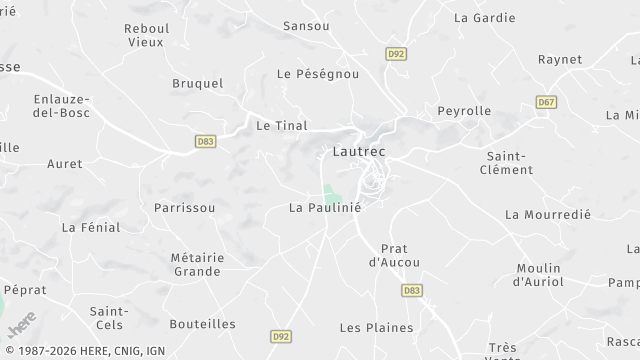 Carte de la zone d'intervention à Lautrec
