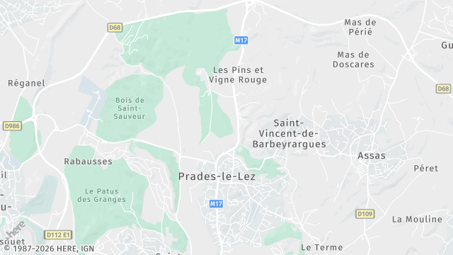 Carte de la zone d'intervention à Prades-le-Lez