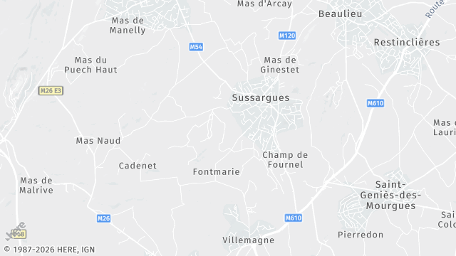 Carte de la zone d'intervention à Sussargues