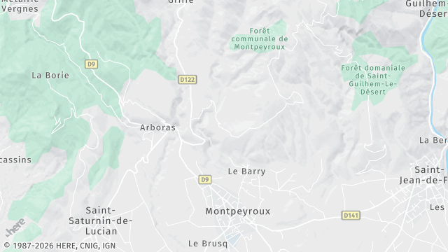 Carte de la zone d'intervention à Montpeyroux