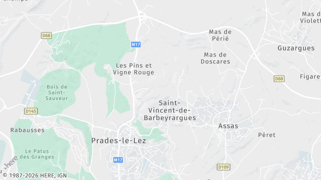 Carte de la zone d'intervention à Saint-Vincent-de-Barbeyrargues