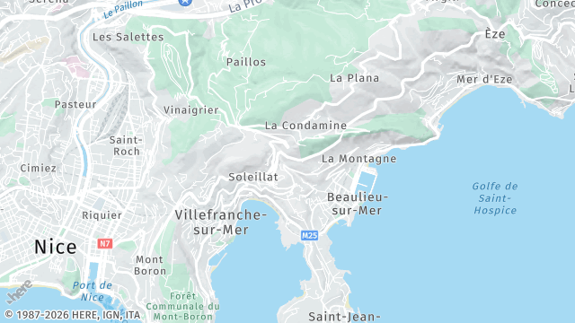 Carte de la zone d'intervention à Villefranche-sur-Mer