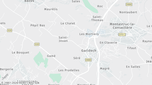 Carte de la zone d'intervention à Garidech