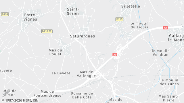 Carte de la zone d'intervention à Saturargues