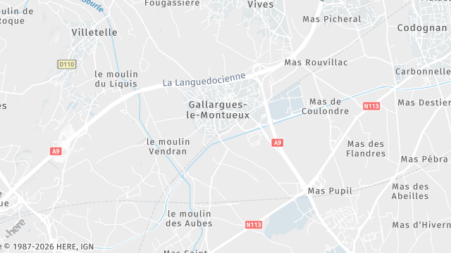 Carte de la zone d'intervention à Gallargues-le-Montueux