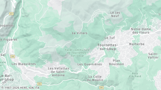Carte de la zone d'intervention à Tourrettes-sur-Loup