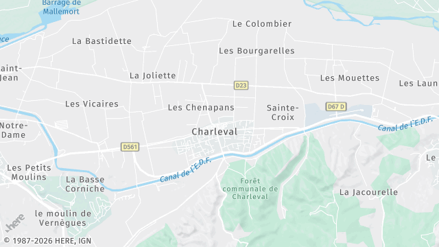 Carte de la zone d'intervention à Charleval