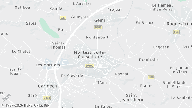Carte de la zone d'intervention à Montastruc-la-Conseillère
