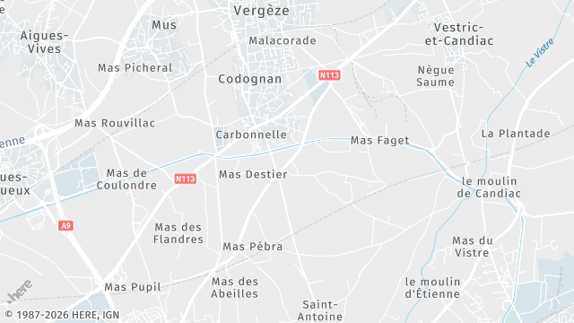 Carte de la zone d'intervention à Codognan