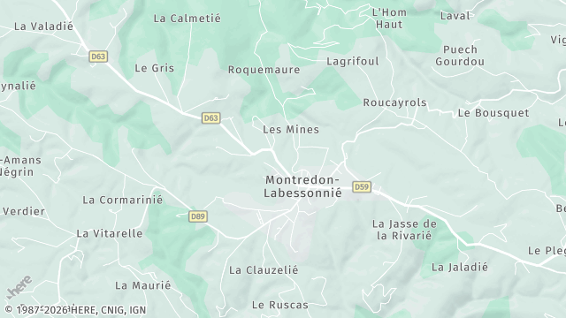 Carte de la zone d'intervention à Montredon-Labessonnié