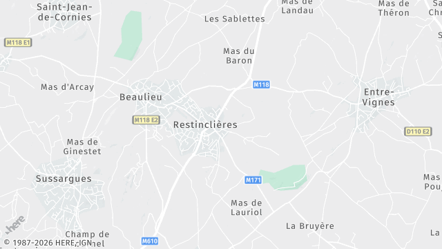 Carte de la zone d'intervention à Restinclières