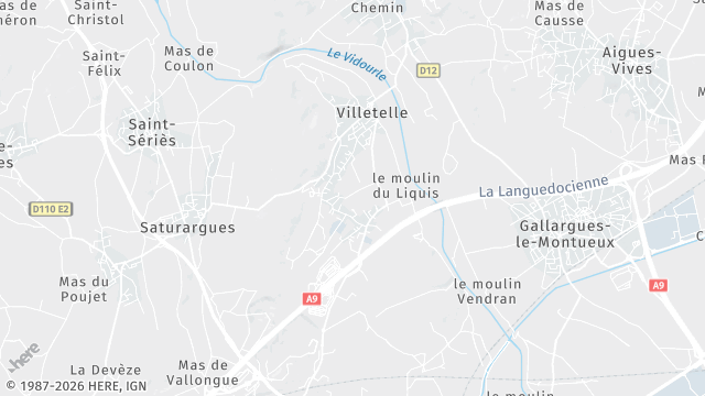 Carte de la zone d'intervention à Villetelle