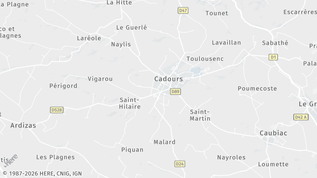 Carte de la zone d'intervention à Cadours