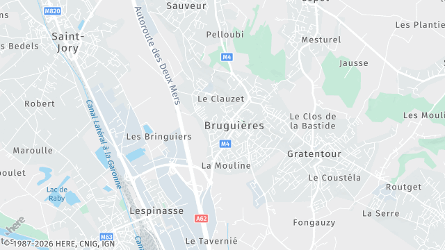 Carte de la zone d'intervention à Bruguières