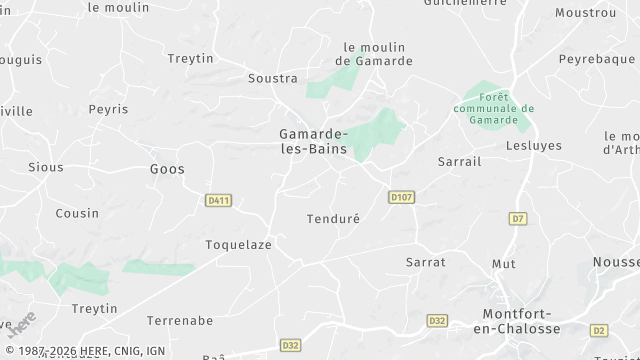Carte de la zone d'intervention à Gamarde-les-Bains