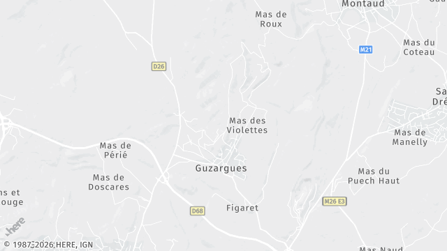 Carte de la zone d'intervention à Guzargues